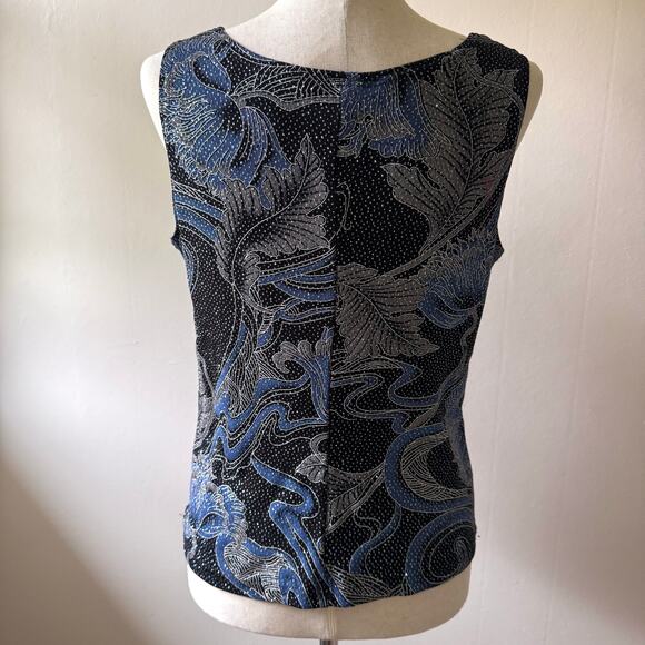 Vintage Onxy Nite Cardigan Set Womens Blue Sparkle Event MOB Made in USA size XL - Picture 4 of 12